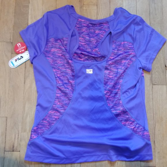 NEW Fila Purple Pink Short Sleeve Women's Athletic Shirt Size XL - Picture 2 of 5